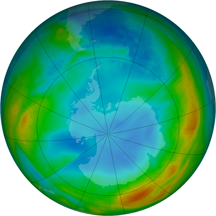 Antarctic ozone map for 16 July 1988